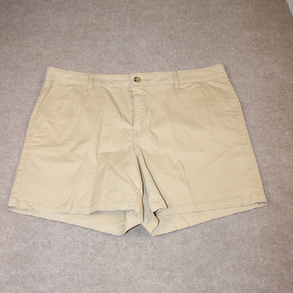 ANA A New Approach Khaki Mid Rise Midi Shorts Tan Size 16 5 Inch Inseam